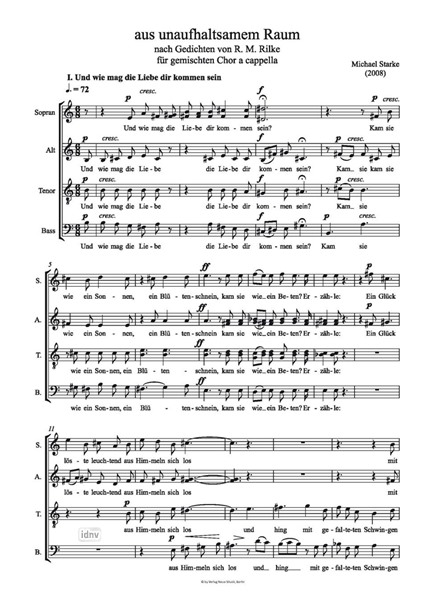 aus unaufhaltsamem Raum für gemischten Chor a cappella (2008)