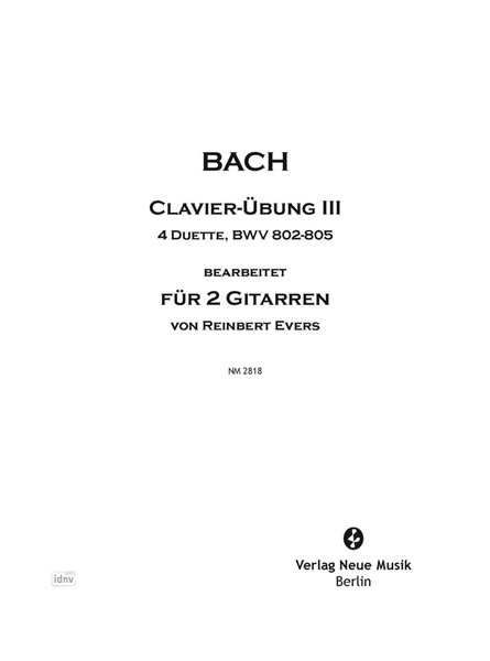 Clavier-Übung II für 2 Gitarren bearbeitet Clavier-Übung II für 2 Gitarren bearbeitet