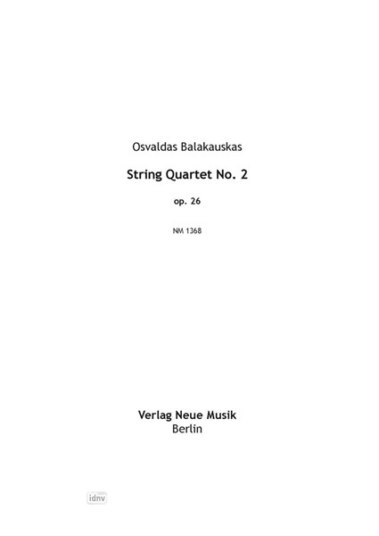 String Quartet No. 2 für Streichquartett op. 26