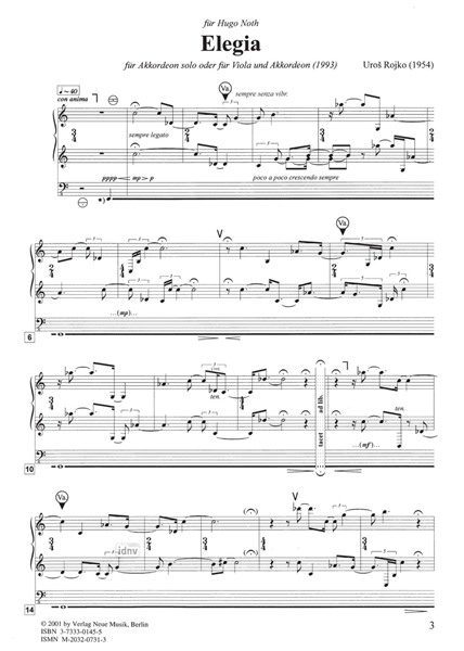 Elegia für Akkordeon solo (1993) Elegia für Akkordeon solo (1993)