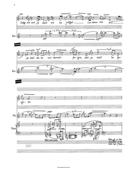 Blessed be III für Sopran, Blockflöte (oder Flöte) und Klavier (1996)