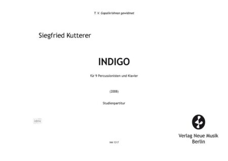 INDIGO für 9 Percussionisten und Klavier (2008)