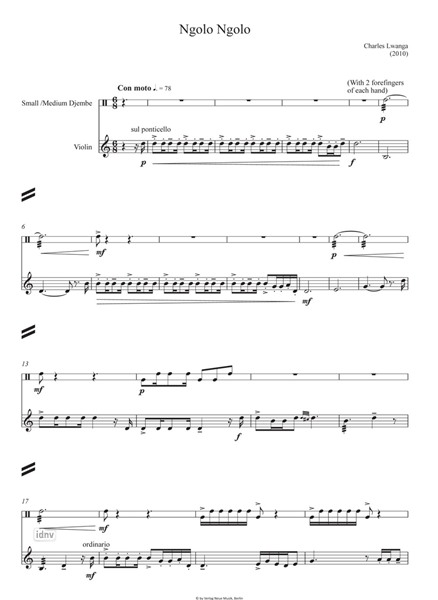 Ngolo Ngolo für Djembe und Violine (2010) Ngolo Ngolo für Djembe und Violine (2010)