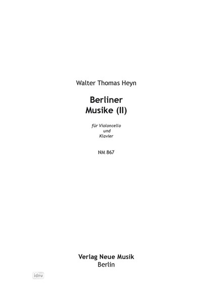 Berliner Musike (II) für Violoncello und Klavier