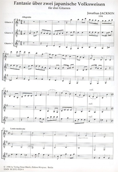 Fantasie über zwei japanische Volksweisen für drei Gitarren Fantasie über zwei japanische Volksweisen für drei Gitarren