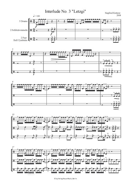 Interludes (No. 1-3) für 2-3 Percussionisten Interludes (No. 1-3) für 2-3 Percussionisten