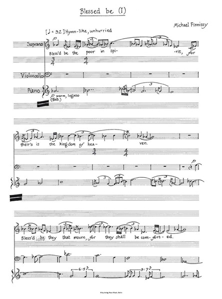 Blessed be I für Sopran, Violoncello (oder Kontrabass) und Klavier (1992)