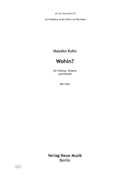 Wohin? für Violine, Gitarre und Klavier Wohin? für Violine, Gitarre und Klavier