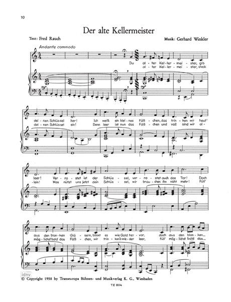 Vier Lied-Erfolge von Gerhard Winkler für Gesang und Klavier Vier Lied-Erfolge von Gerhard Winkler für Gesang und Klavier