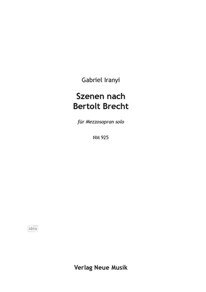 Szenen nach Bertolt Brecht für Mezzosopran solo