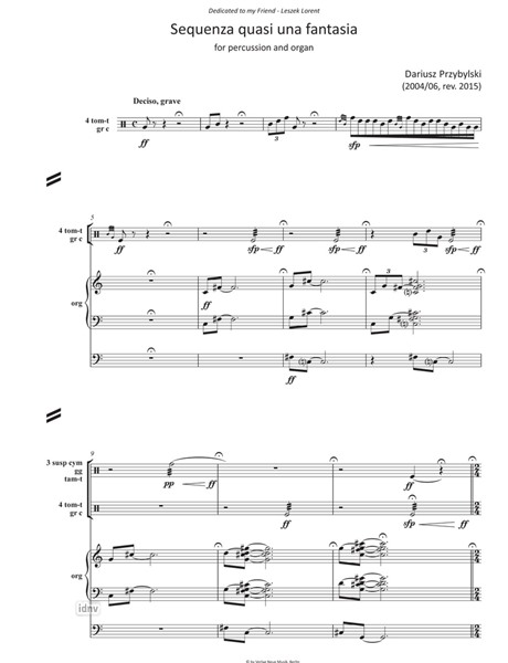 Sequenza quasi una fantasia für Orgel und Schlagzeug Sequenza quasi una fantasia für Orgel und Schlagzeug