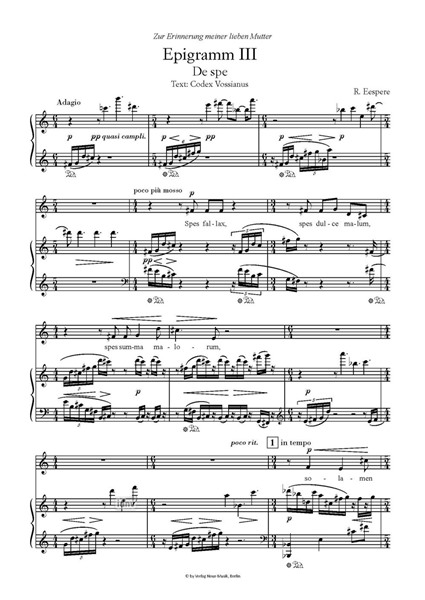 Epigramm III für Mezzosopran und Klavier (2002) Epigramm III für Mezzosopran und Klavier (2002)