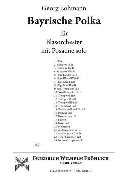 Bayrische Polka für Blasorchester mit Posaunen solo