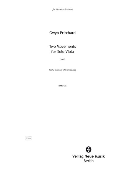 Two Movements for Solo Viola (2007)