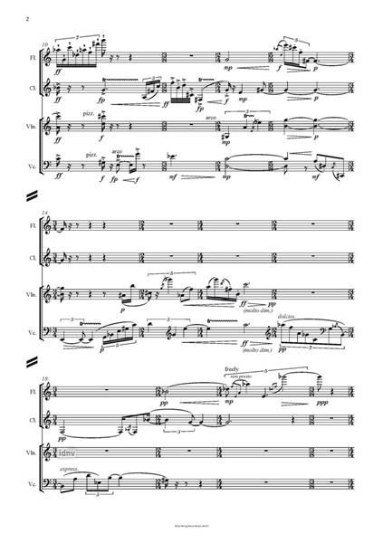 Evolution für Flöte, Klarinette, Violine und Violoncello (2014)