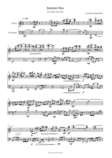 Summer Duo für Gitarren und Violoncello Summer Duo für Gitarren und Violoncello