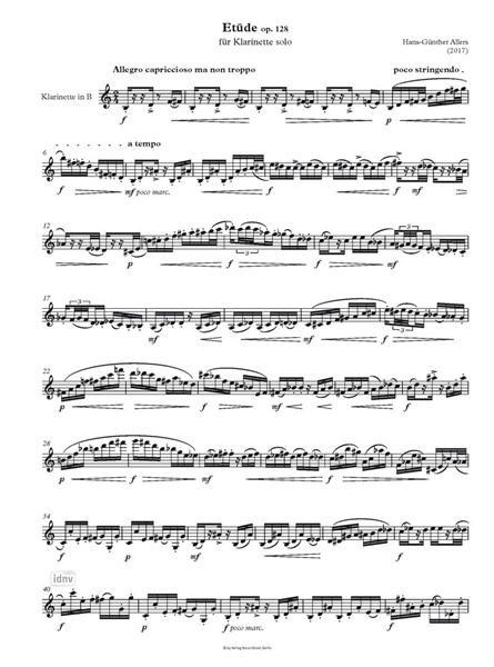 Etüde für Klarinette solo op. 128 (2017) Etüde für Klarinette solo op. 128 (2017)