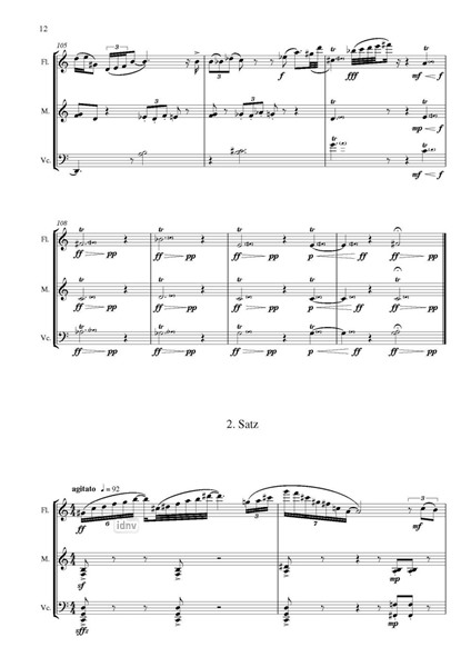 Bachandante für Flöte, Marimbaphon und Violoncello