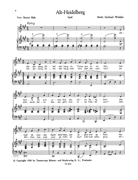 Vier Lied-Erfolge von Gerhard Winkler für Gesang und Klavier Vier Lied-Erfolge von Gerhard Winkler für Gesang und Klavier