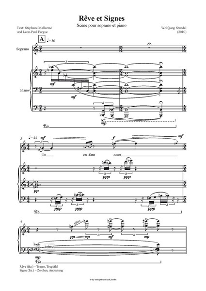 Rêve et Signes für Sopran und Klavier (2010) Rêve et Signes für Sopran und Klavier (2010)