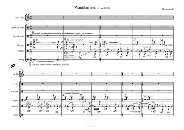 Wantilan für Altflöte (Piccolo, Flöte) und Percussion (1988, rev. 2008) Wantilan für Altflöte (Piccolo, Flöte) und Percussion (1988, rev. 2008)