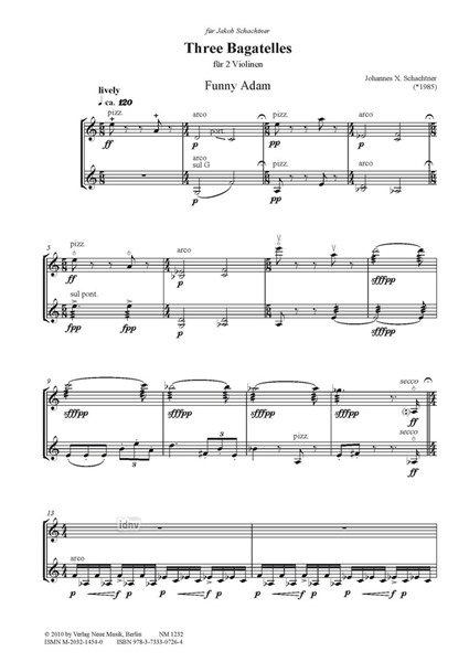 3 Bagatels für 2 Violinen op. 4 3 Bagatels für 2 Violinen op. 4