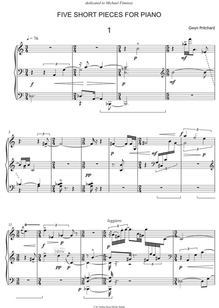 Five Short Pieces for Piano (1975) Five Short Pieces for Piano (1975)