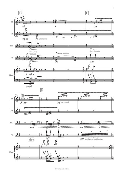 ... (Träumerei) für Flöte, Klarinette, Horn, Violoncello und Klavier (2012)