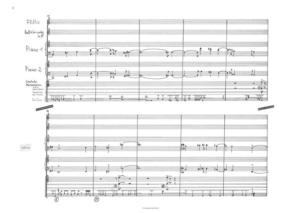Taro für 2 Klaviere, Schlagzeug, Flöte (Picc.) und Bassklarinette (1987) Taro für 2 Klaviere, Schlagzeug, Flöte (Picc.) und Bassklarinette (1987)