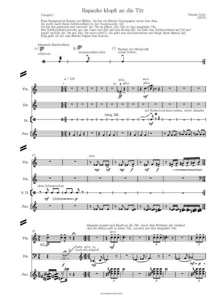 Rapauke klopft an die Tür für Toy Piano, Horn, Violine und Schlagwerk (2019) Rapauke klopft an die Tür für Toy Piano, Horn, Violine und Schlagwerk (2019)