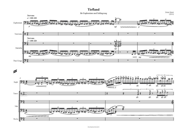 Tiefland für Euphonium und Schlagzeug (2014)