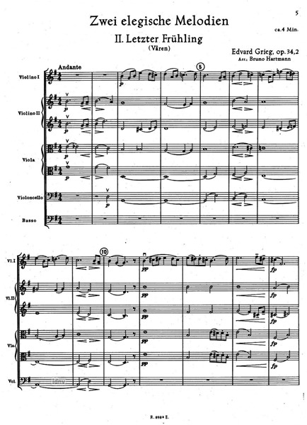 Zwei elegische Melodien op. 34 für Streichorchester Zwei elegische Melodien op. 34 für Streichorchester