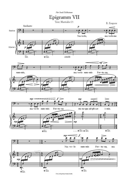 Epigramm VII für Bariton und Klavier (2005)