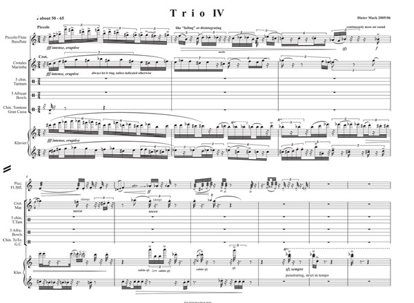 Trio IV für Flöte, Schlagzeug und Klavier (2006) Trio IV für Flöte, Schlagzeug und Klavier (2006)