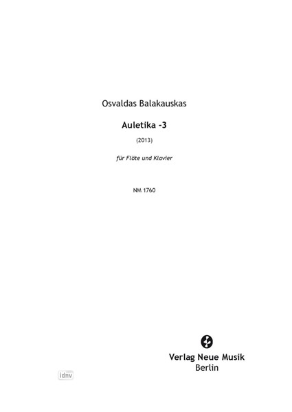 Auletika -3 für Flöte und Klavier (2013)