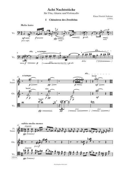 Acht Nachtstücke für Flöte, Gitarre und Violoncello (1990) Acht Nachtstücke für Flöte, Gitarre und Violoncello (1990)