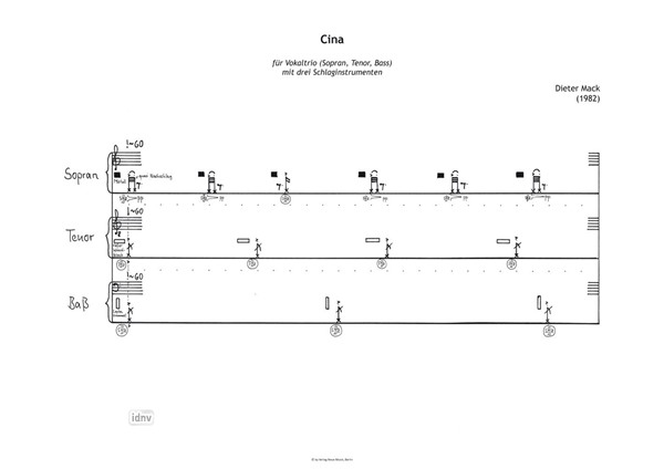 Cina für Vokaltrio (Sopran, Tenor, Bass) mit drei Schlaginstrumenten (1982)