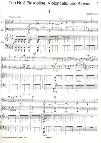 Trio Nr. 3 für Violine, Violoncello und Klavier Trio Nr. 3 für Violine, Violoncello und Klavier