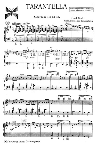 Tarantella für Akkordeon-Trio Tarantella für Akkordeon-Trio