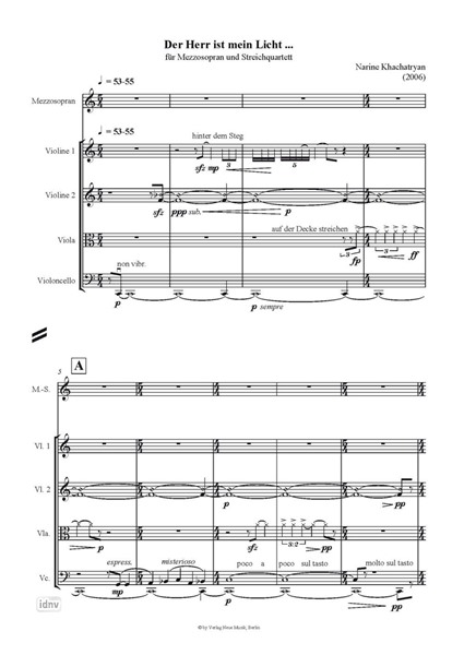 Der Herr ist mein Licht... für Mezzosopran und Streichquartett (2006) Der Herr ist mein Licht... für Mezzosopran und Streichquartett (2006)