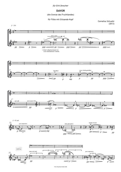 DAVOR für Flöte mit Glissando-Kopf (2013) DAVOR für Flöte mit Glissando-Kopf (2013)