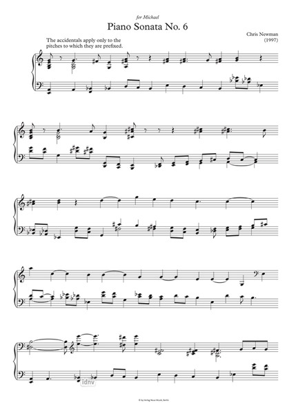 Piano Sonata No. 6 für Klavier (1997) Piano Sonata No. 6 für Klavier (1997)