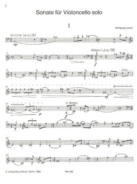 Sonate für Violoncello solo Sonate für Violoncello solo