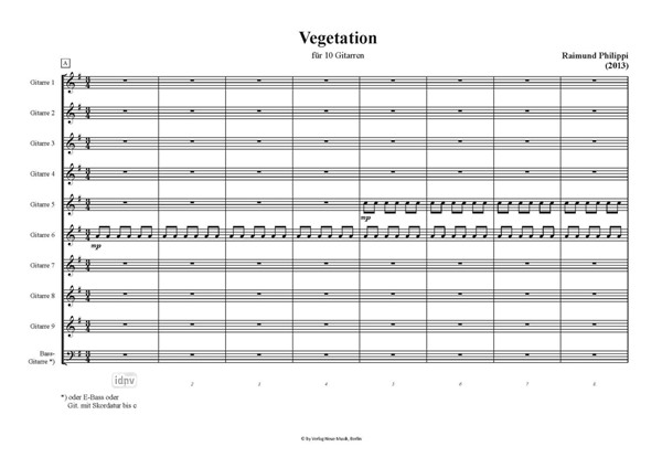 Vegetationen für 10 Gitarren (2013)