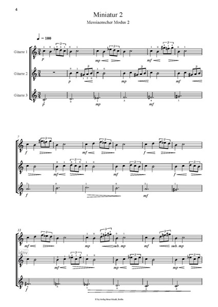 Vier Miniaturen für Gitarrenensemble oder Gitarrentrio (2010) – Bild 4