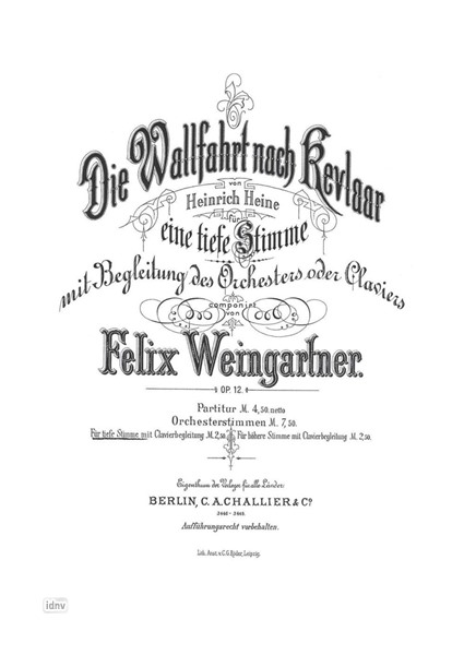 Die Wallfahrt nach Kevlaar für tiefe Stimme und Klavier Die Wallfahrt nach Kevlaar für tiefe Stimme und Klavier