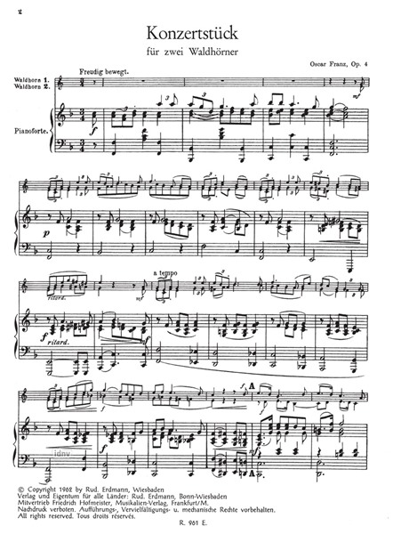 Konzertstück Op. 4 für 2 Waldhörner mit Klavier Konzertstück Op. 4 für 2 Waldhörner mit Klavier