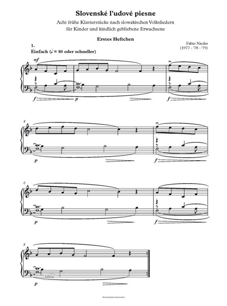 Slovenské l'udové piesne für Klavier (1977 - 1978 - 1979)