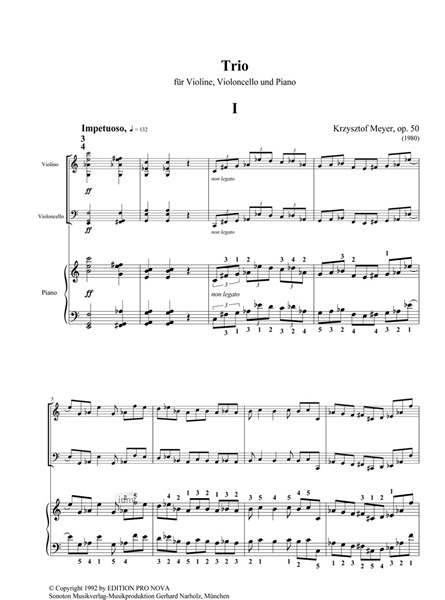 Trio für Violine, Violoncello und klavier op. 50 (1980) Trio für Violine, Violoncello und klavier op. 50 (1980)