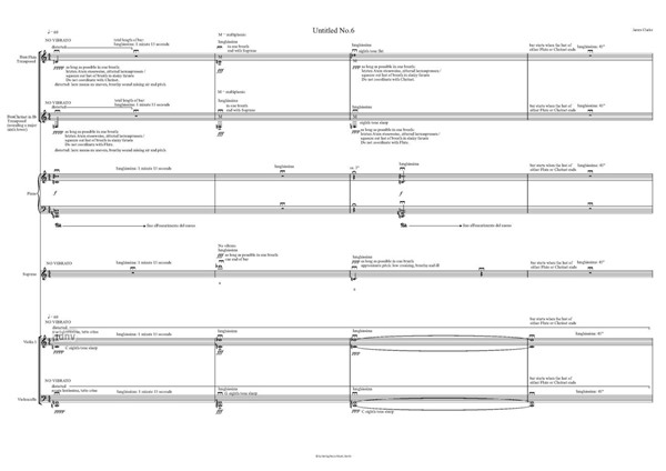 Untitled No. 6 für Flöte/Bassflöte, Klarinette/Bassklarinette, Klavier, Sopran, Violine, Violoncello (2010) Untitled No. 6 für Flöte/Bassflöte, Klarinette/Bassklarinette, Klavier, Sopran, Violine, Violoncello (2010)